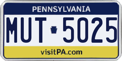 PA license plate MUT5025
