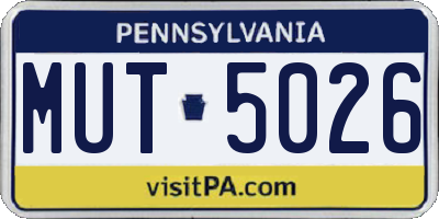 PA license plate MUT5026