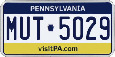 PA license plate MUT5029