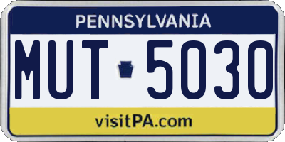 PA license plate MUT5030