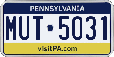 PA license plate MUT5031