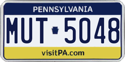 PA license plate MUT5048