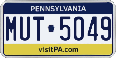 PA license plate MUT5049