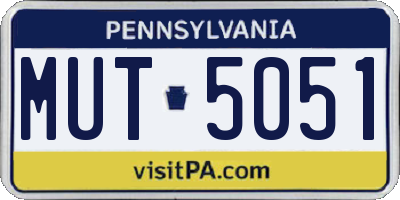 PA license plate MUT5051