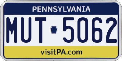 PA license plate MUT5062