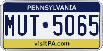 PA license plate MUT5065