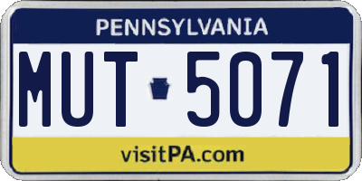 PA license plate MUT5071
