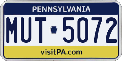 PA license plate MUT5072