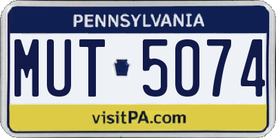 PA license plate MUT5074