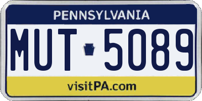 PA license plate MUT5089