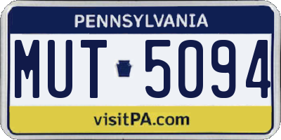 PA license plate MUT5094