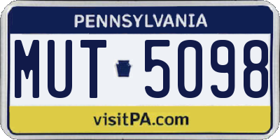 PA license plate MUT5098