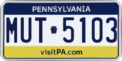 PA license plate MUT5103