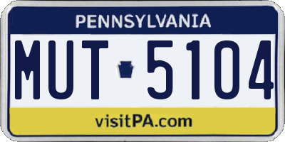 PA license plate MUT5104
