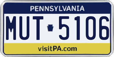 PA license plate MUT5106