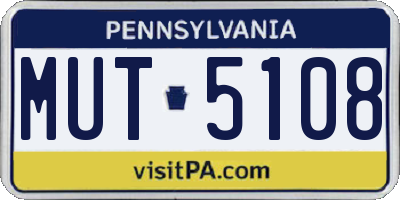 PA license plate MUT5108