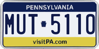 PA license plate MUT5110