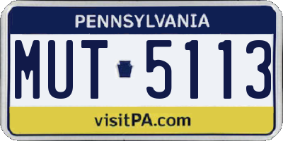 PA license plate MUT5113