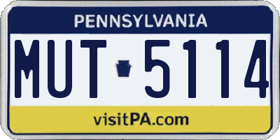 PA license plate MUT5114