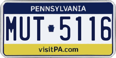 PA license plate MUT5116