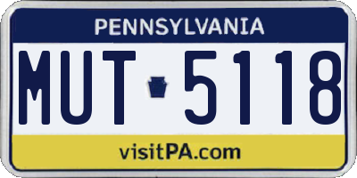 PA license plate MUT5118