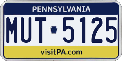 PA license plate MUT5125
