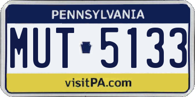 PA license plate MUT5133