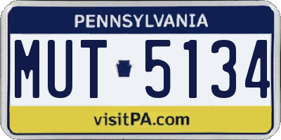PA license plate MUT5134