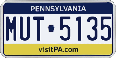PA license plate MUT5135
