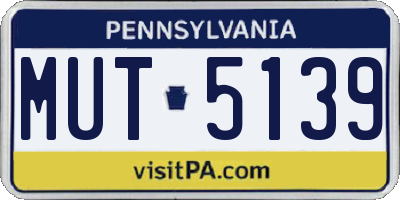 PA license plate MUT5139