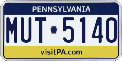 PA license plate MUT5140