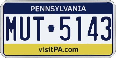 PA license plate MUT5143