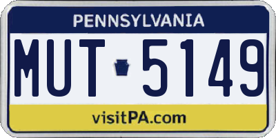 PA license plate MUT5149