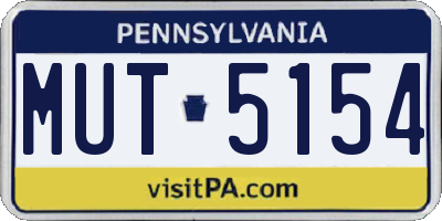 PA license plate MUT5154