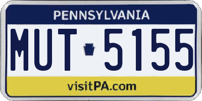 PA license plate MUT5155