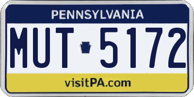 PA license plate MUT5172