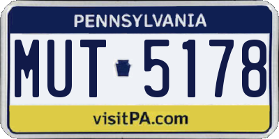 PA license plate MUT5178