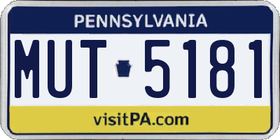 PA license plate MUT5181