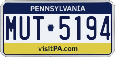 PA license plate MUT5194