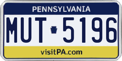 PA license plate MUT5196