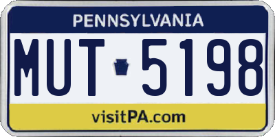PA license plate MUT5198