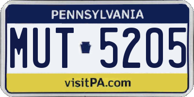 PA license plate MUT5205