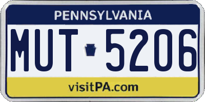 PA license plate MUT5206