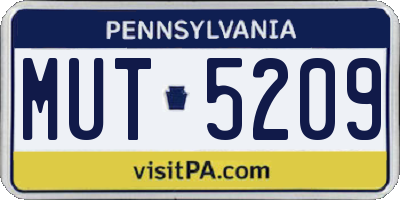 PA license plate MUT5209