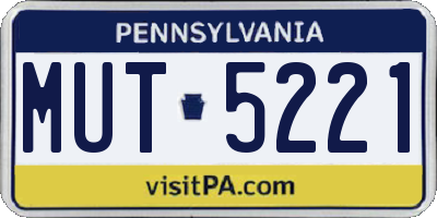 PA license plate MUT5221