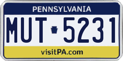 PA license plate MUT5231