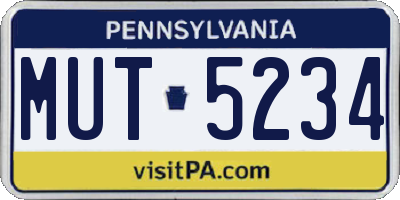 PA license plate MUT5234