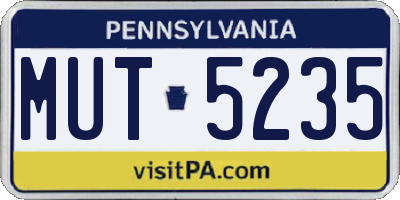 PA license plate MUT5235