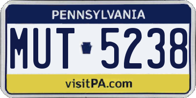PA license plate MUT5238