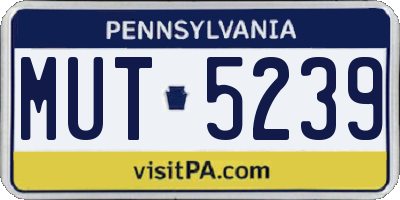 PA license plate MUT5239